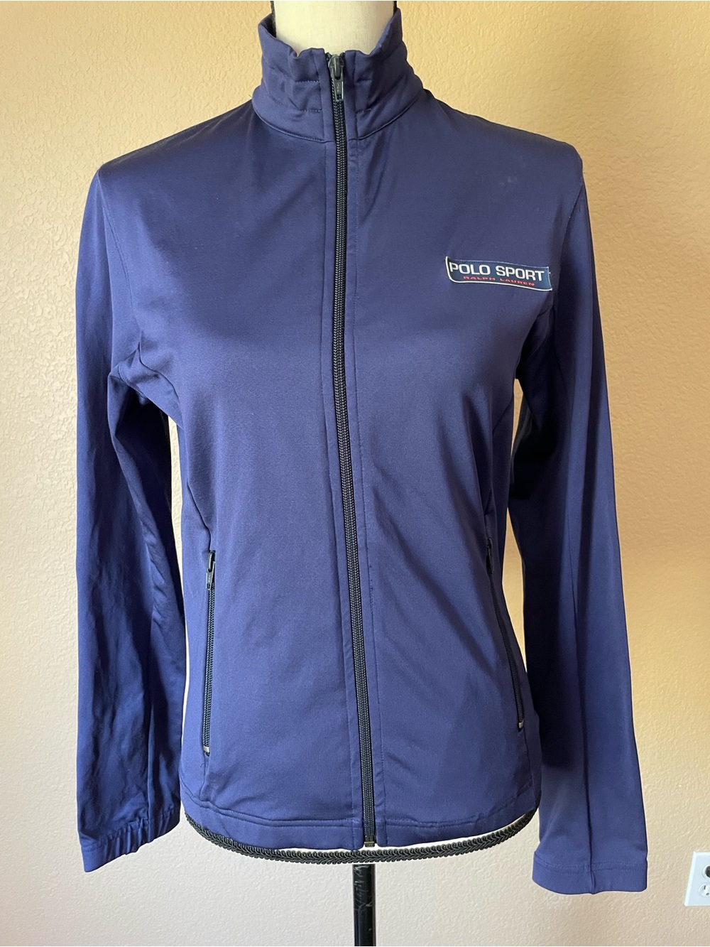 Vintage Polo Sport Ralph Lauren Women's Full-Zip Track Jacket - Navy Blue